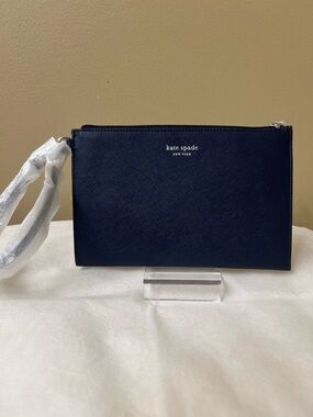 kate spade New York Large Navy Saffiano Leather Wristlet New